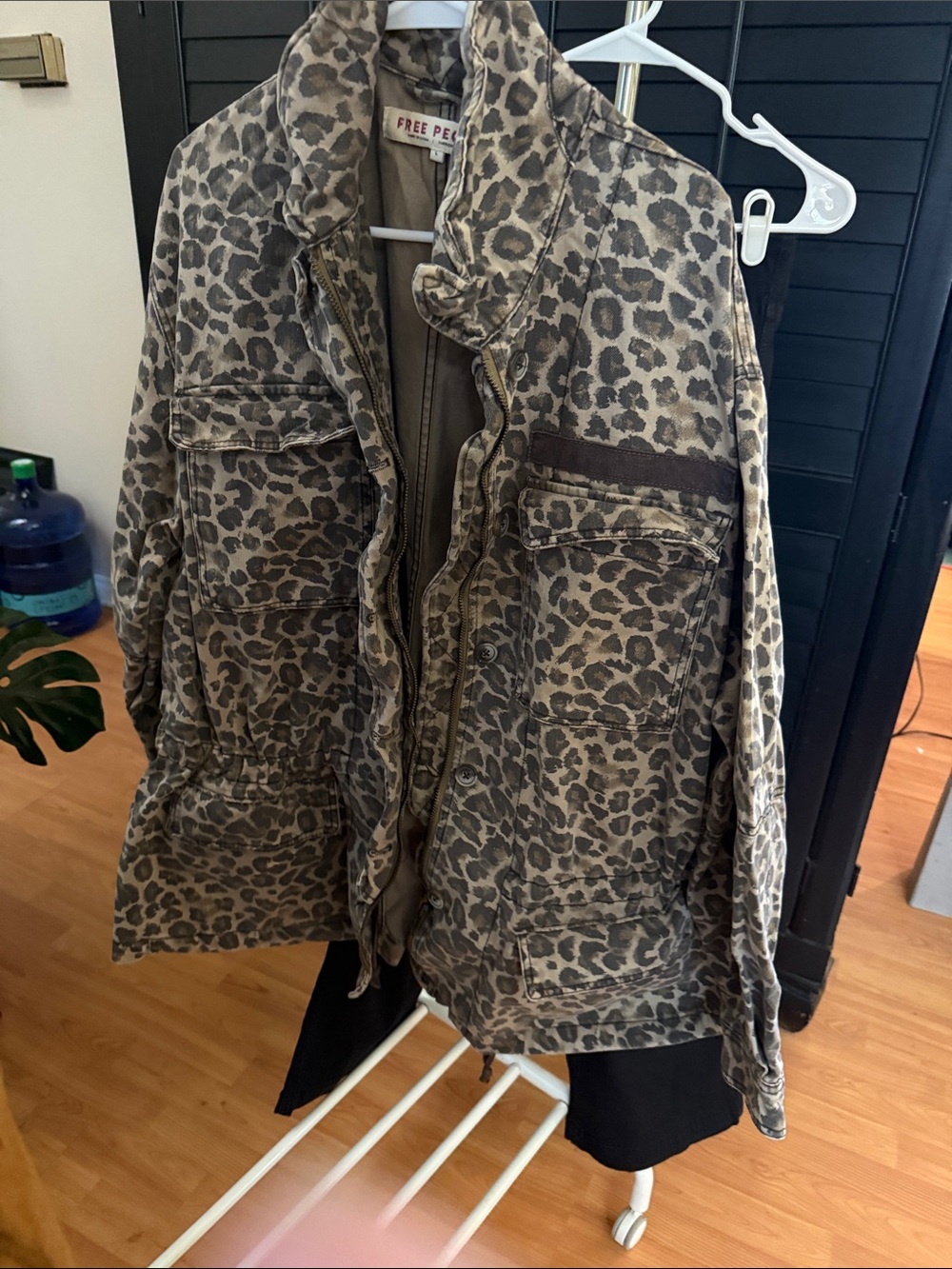 Free People Leopard-Print Utility Jacket in Taupe and Brown